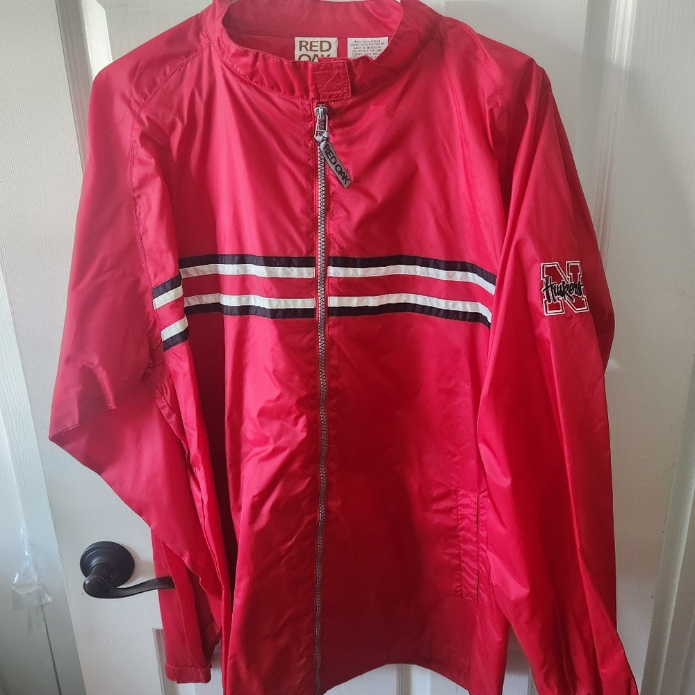 NWOT Nebraska Cornhuskers Red Jacket Size Large Red Oak Huskers Football